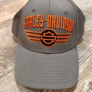 Harley-Davidson Charcoal Cap with Vibrant Orange Embroidery